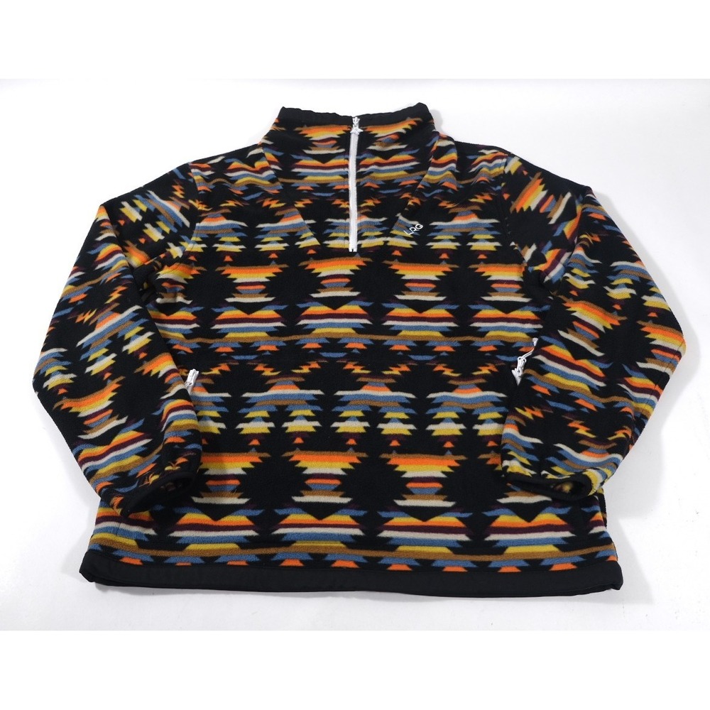 LRG Fleece Pullover Men XL Black Aztec Southwestern Half Zip Sweatshirt Jacket